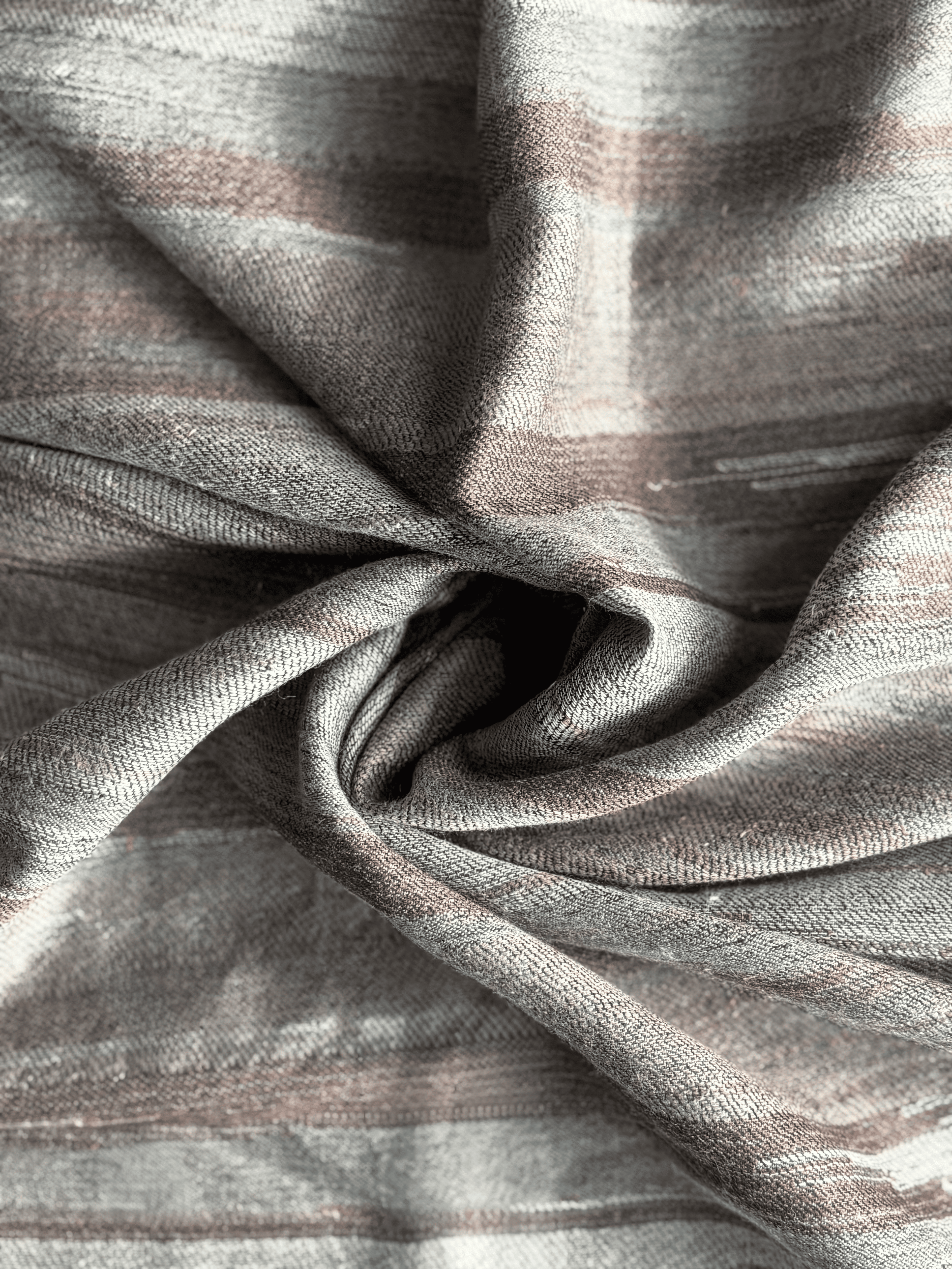 Pure Cashmere Handwoven Stole: Black Grey Stripe Design