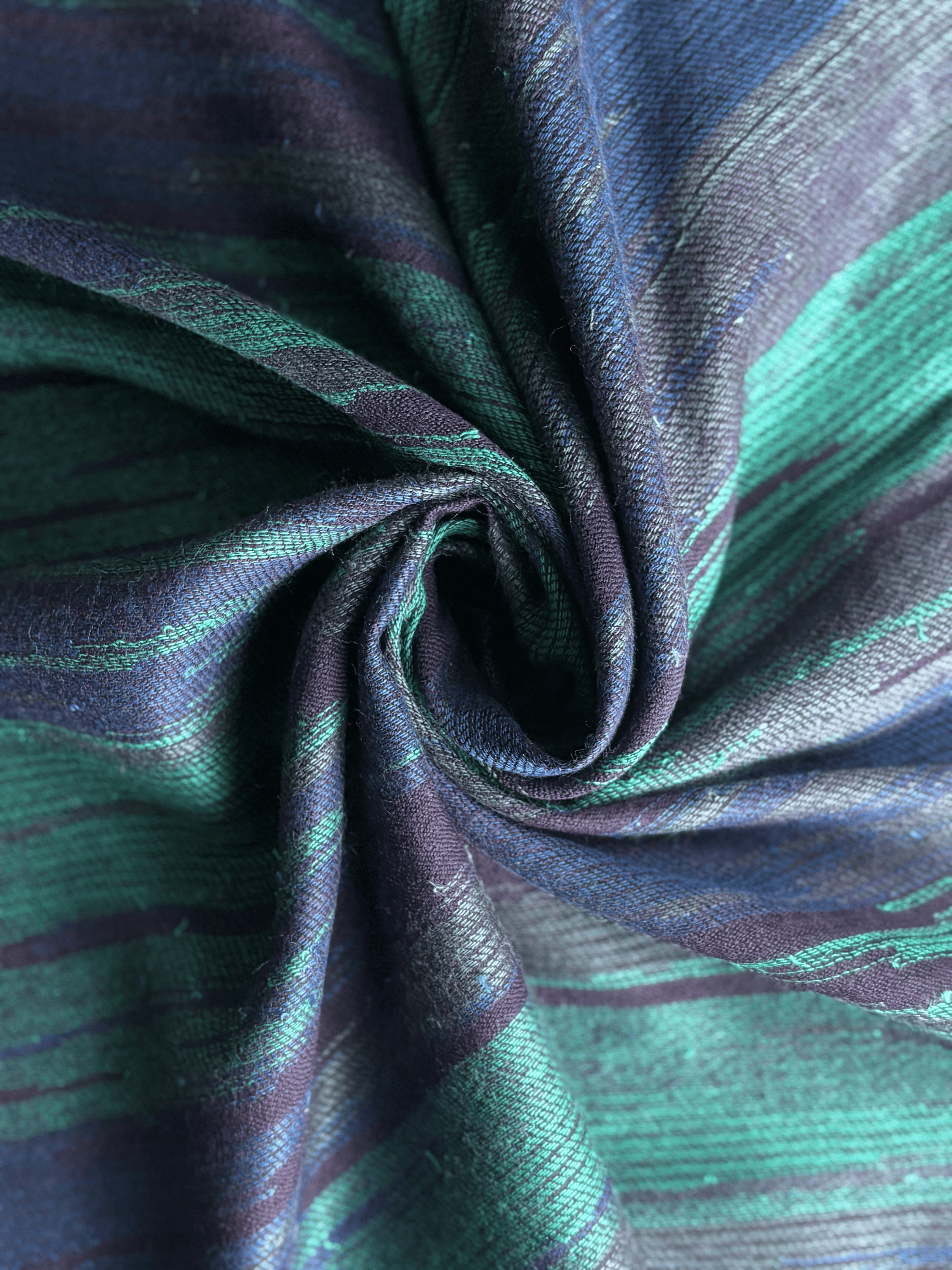 Pure Cashmere Handwoven Stole: Black Blue Striped Design