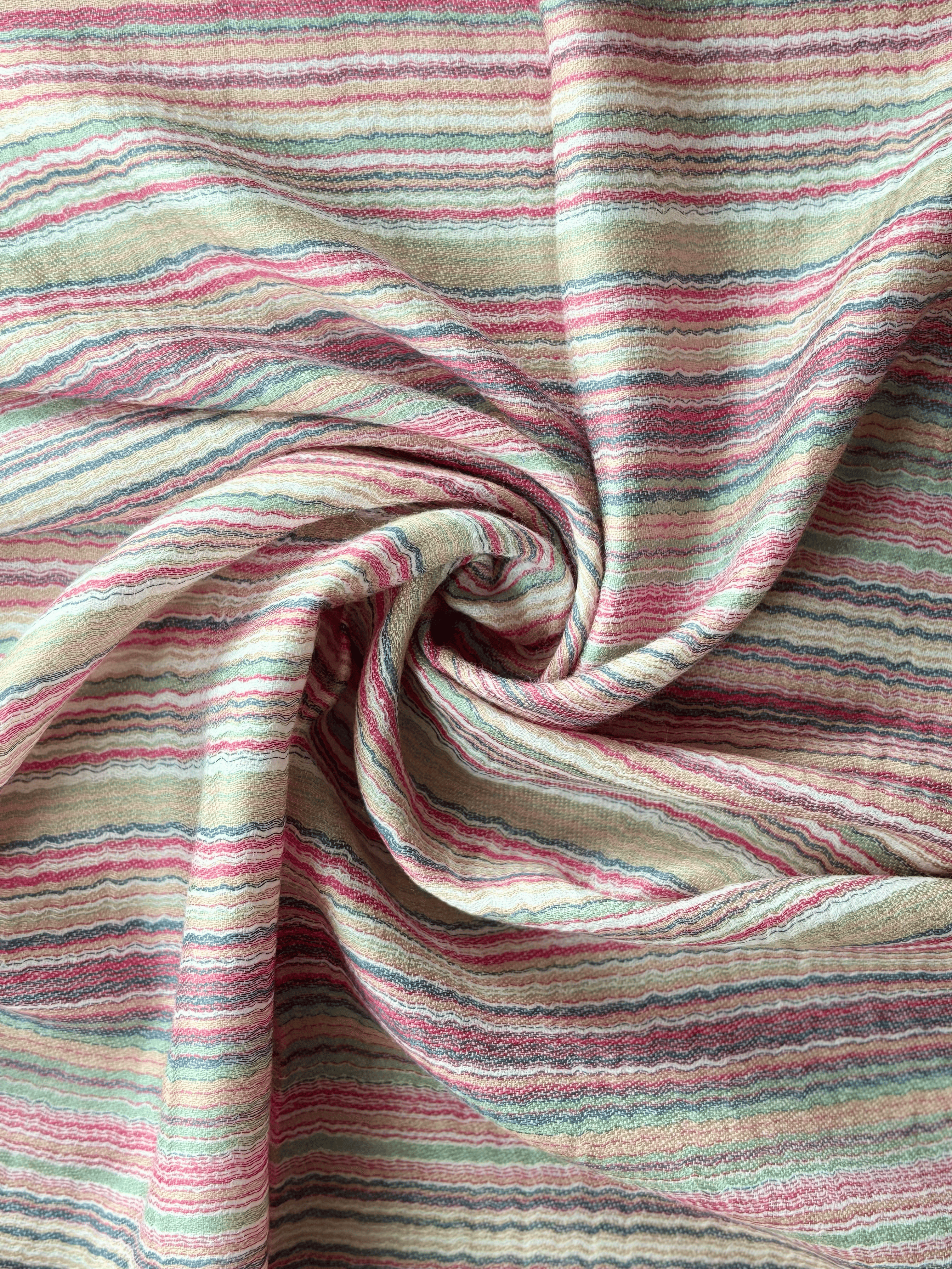 Pure Cashmere Handwoven Stole: Pink Stripe Design